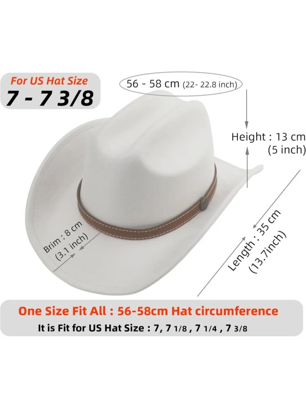 Kids Ivory Pull-On Western Costume Cowboy Hat with Brown Band